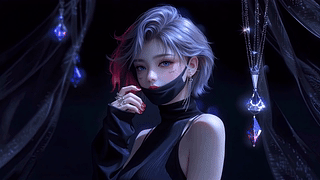 暗紫氛围短发美女