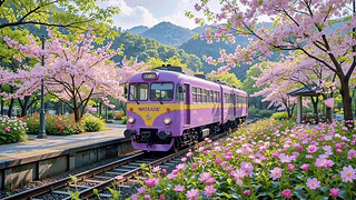 春日站台樱花列车