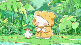 雨衣小熊的丛林漫步