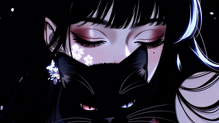 暗调魅惑少女和猫