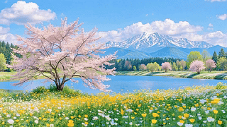 湖光山色里的樱色浪漫