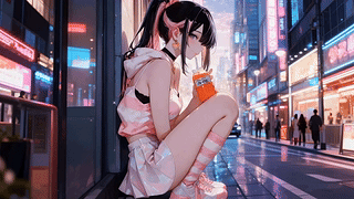 霓虹下的女孩