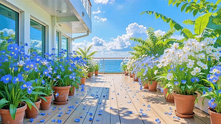 海风里的花香风景