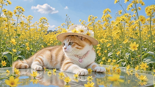 花丛里的精致小猫咪