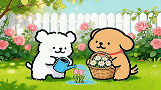 可爱线条小狗秘密花园