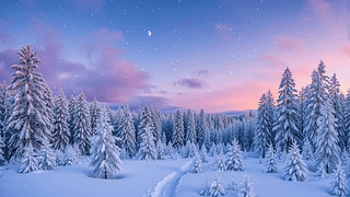 唯美自然雪景松林