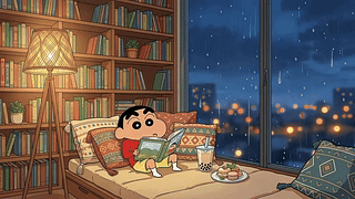 雨夜看书的小新