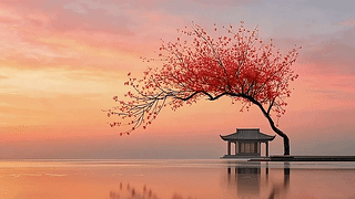 湖上的树