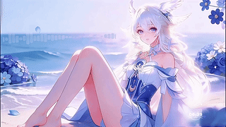 唯美梦幻海边月神