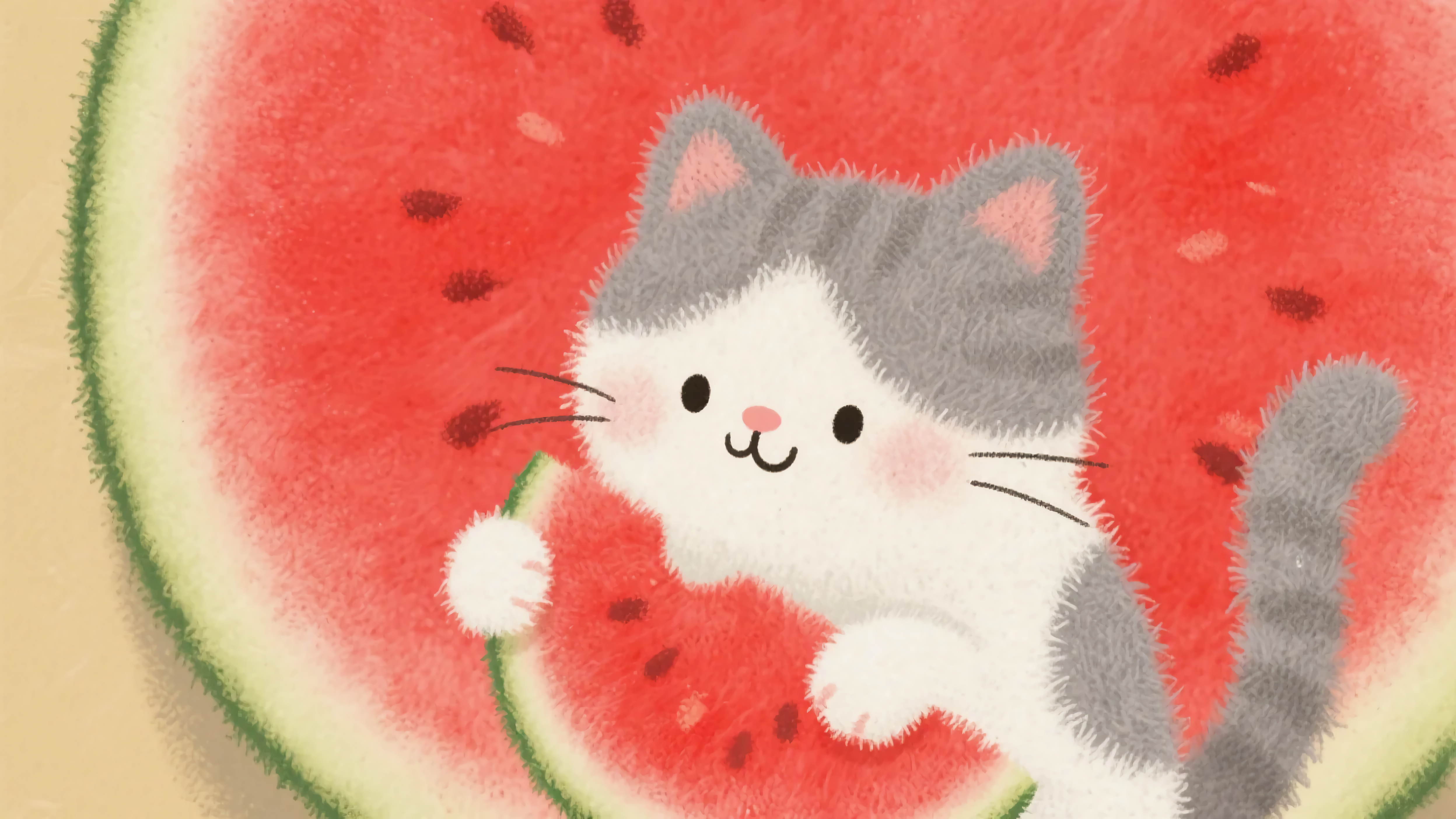 可爱的西瓜猫咪