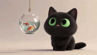 调皮可爱小黑猫