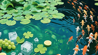 夏天池塘鱼群