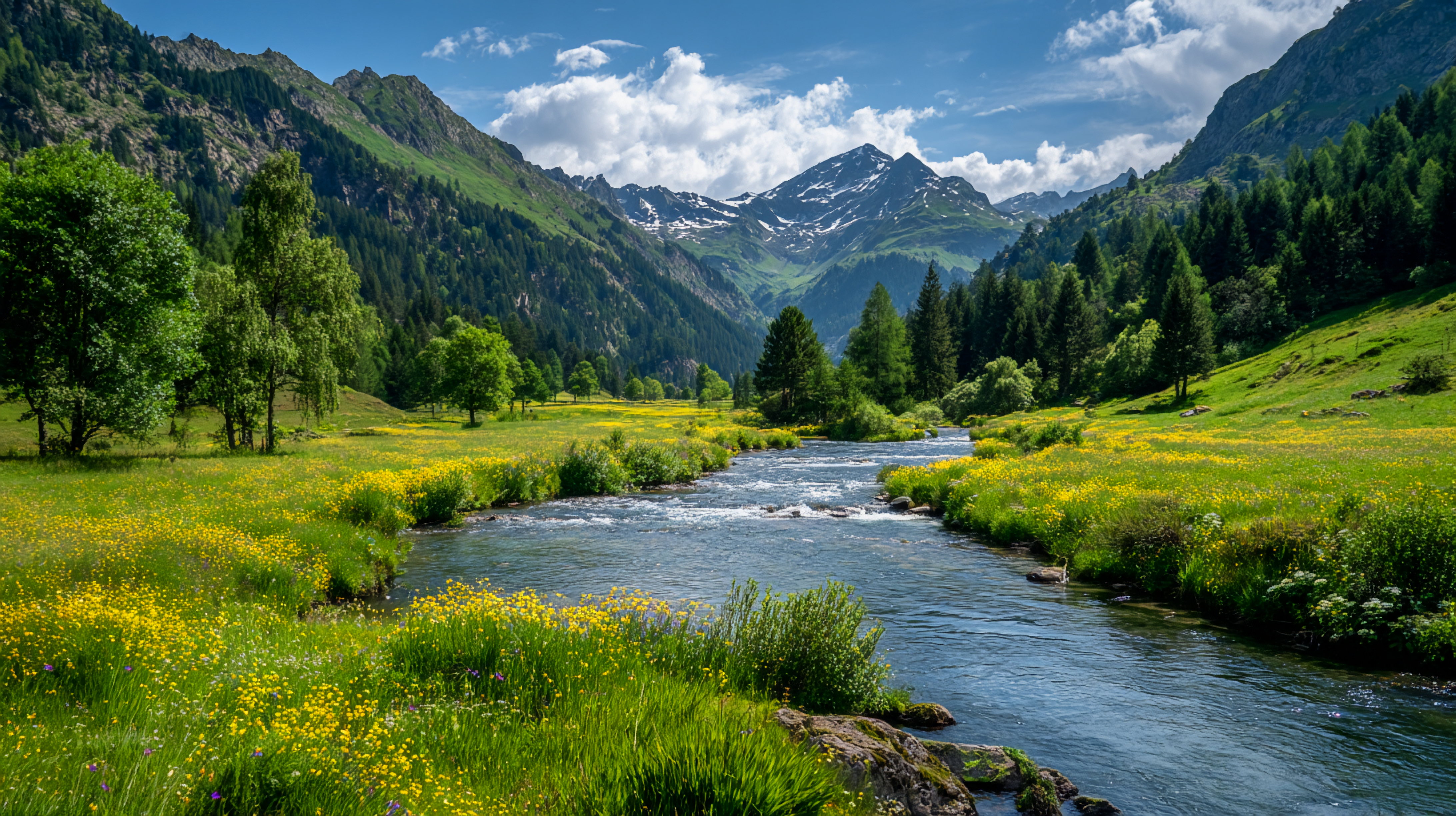 山川流水美丽风景