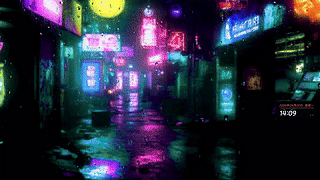 赛博朋克街区雨