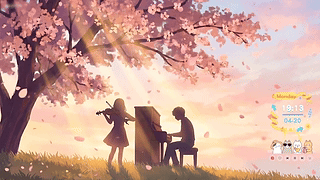 樱花树下演奏