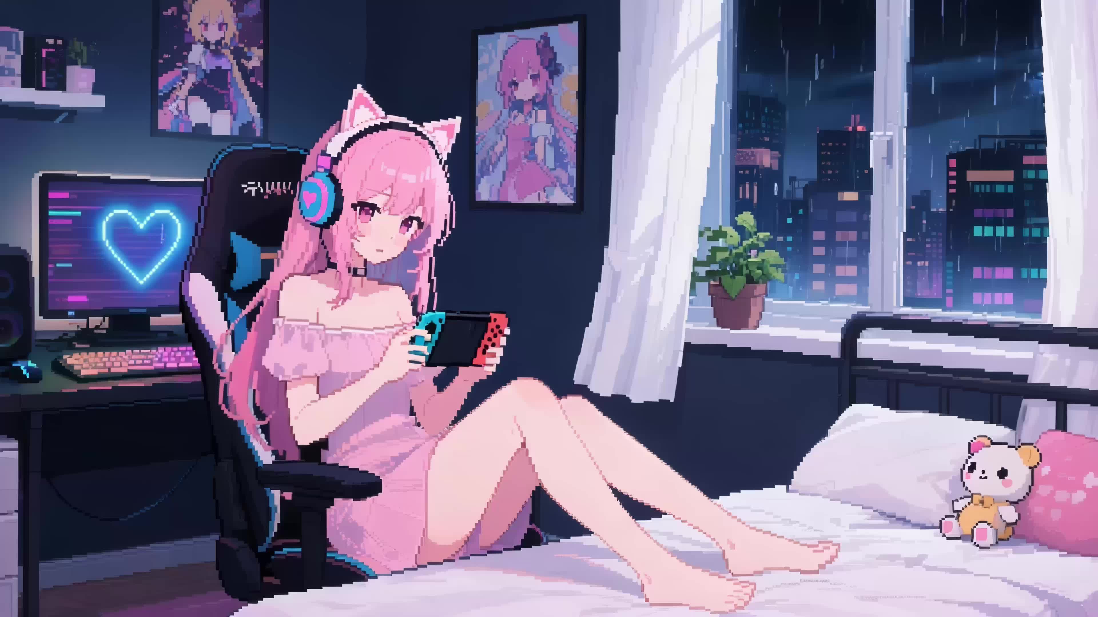 可爱电竞游戏少女