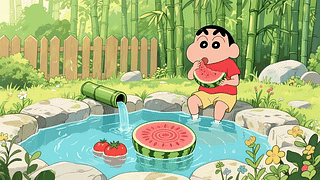 清凉夏日吃瓜小新