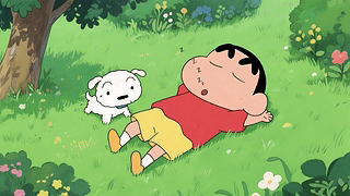 草地酣睡小新