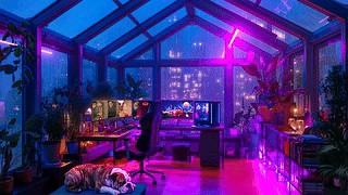 霓虹雨夜电竞小屋