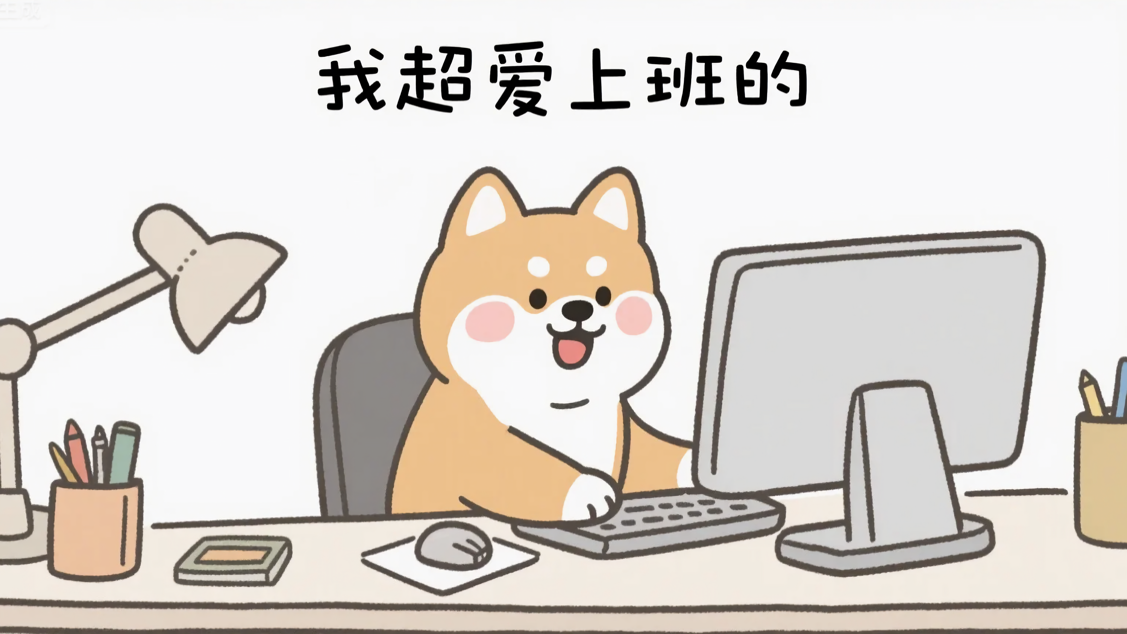 可爱柴犬超爱上班
