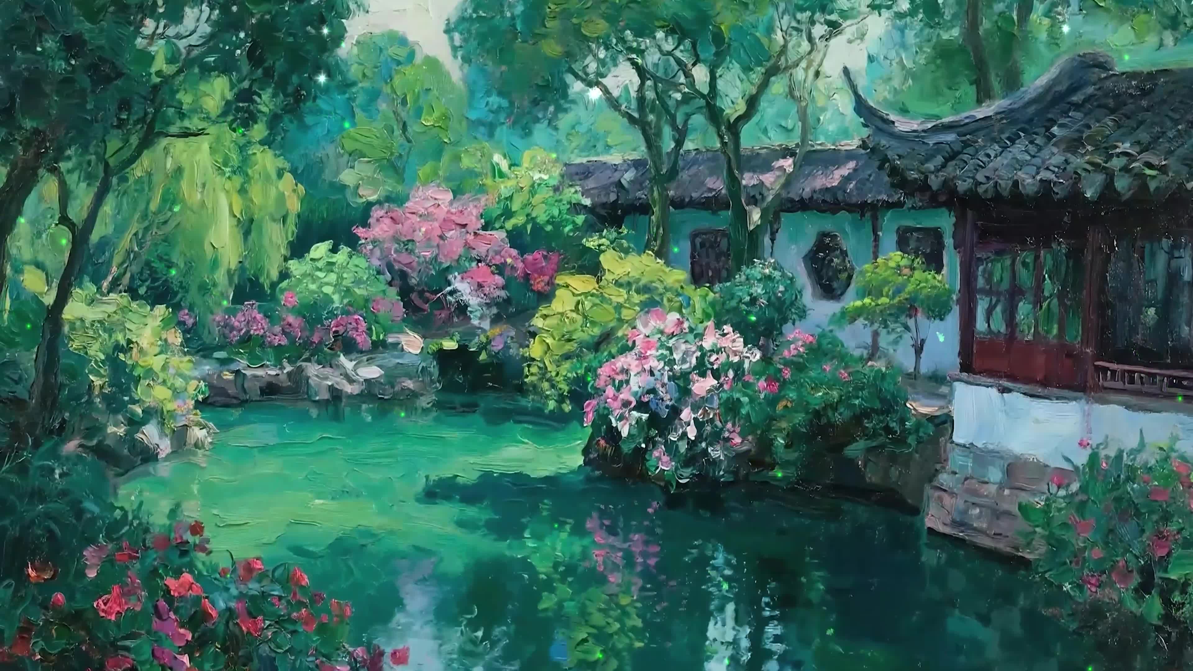 护眼绿景树木河流