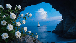 清新花丛海景