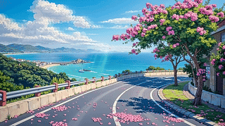 清新护眼海景公路