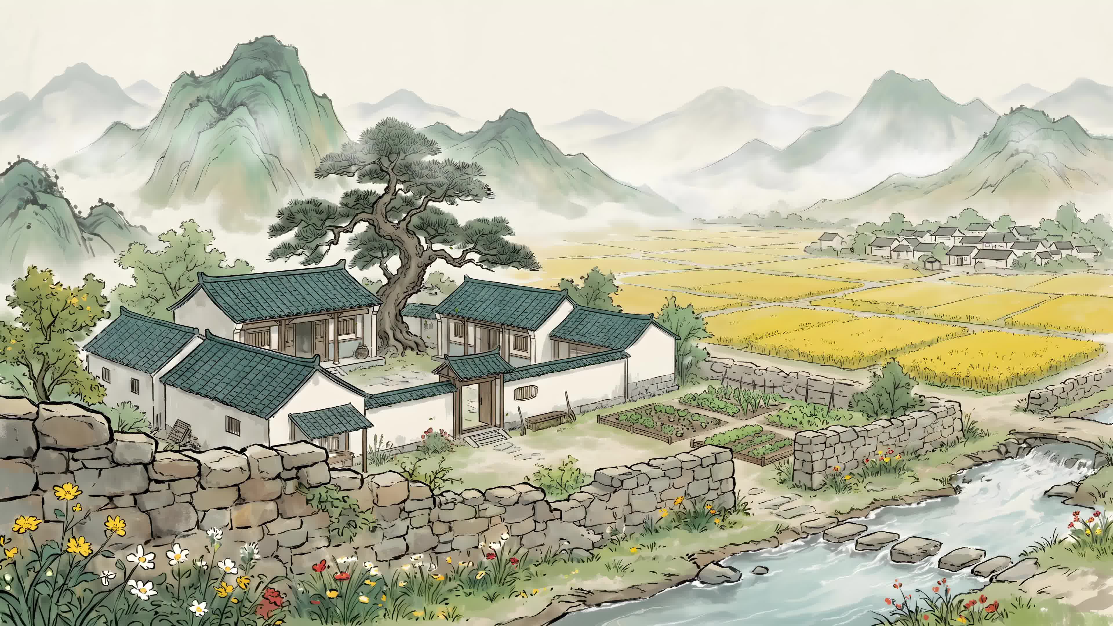 松影里的江南村居