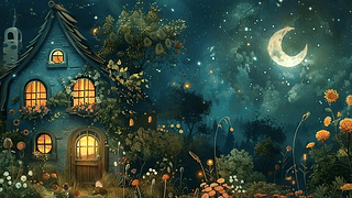 夜景星空树木