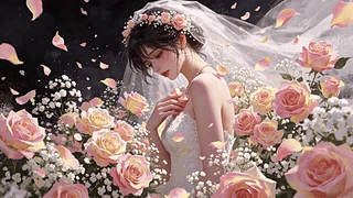 粉玫与白纱