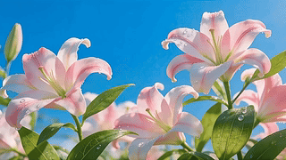 清新晨露百合花