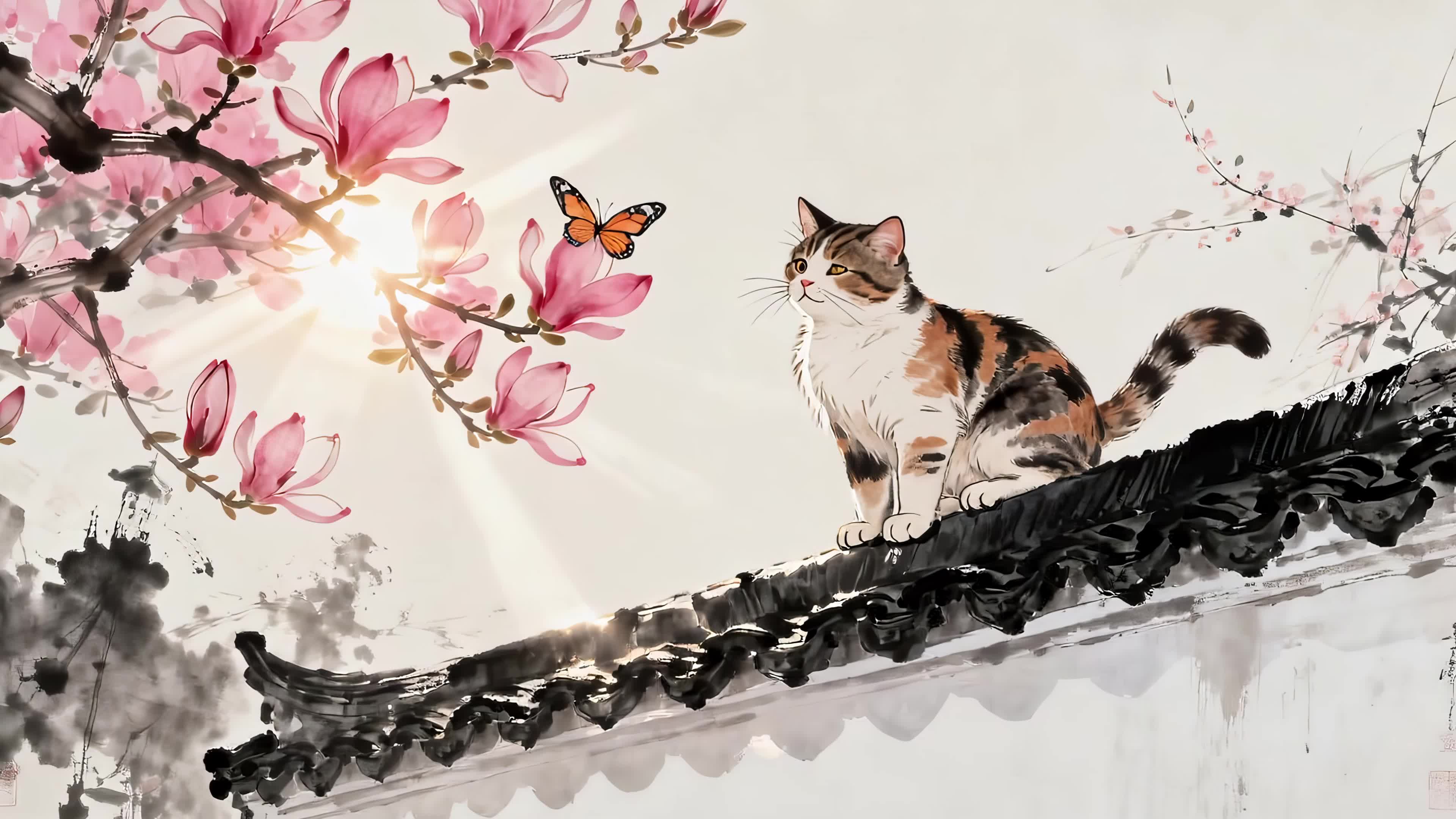 围墙上的猫咪