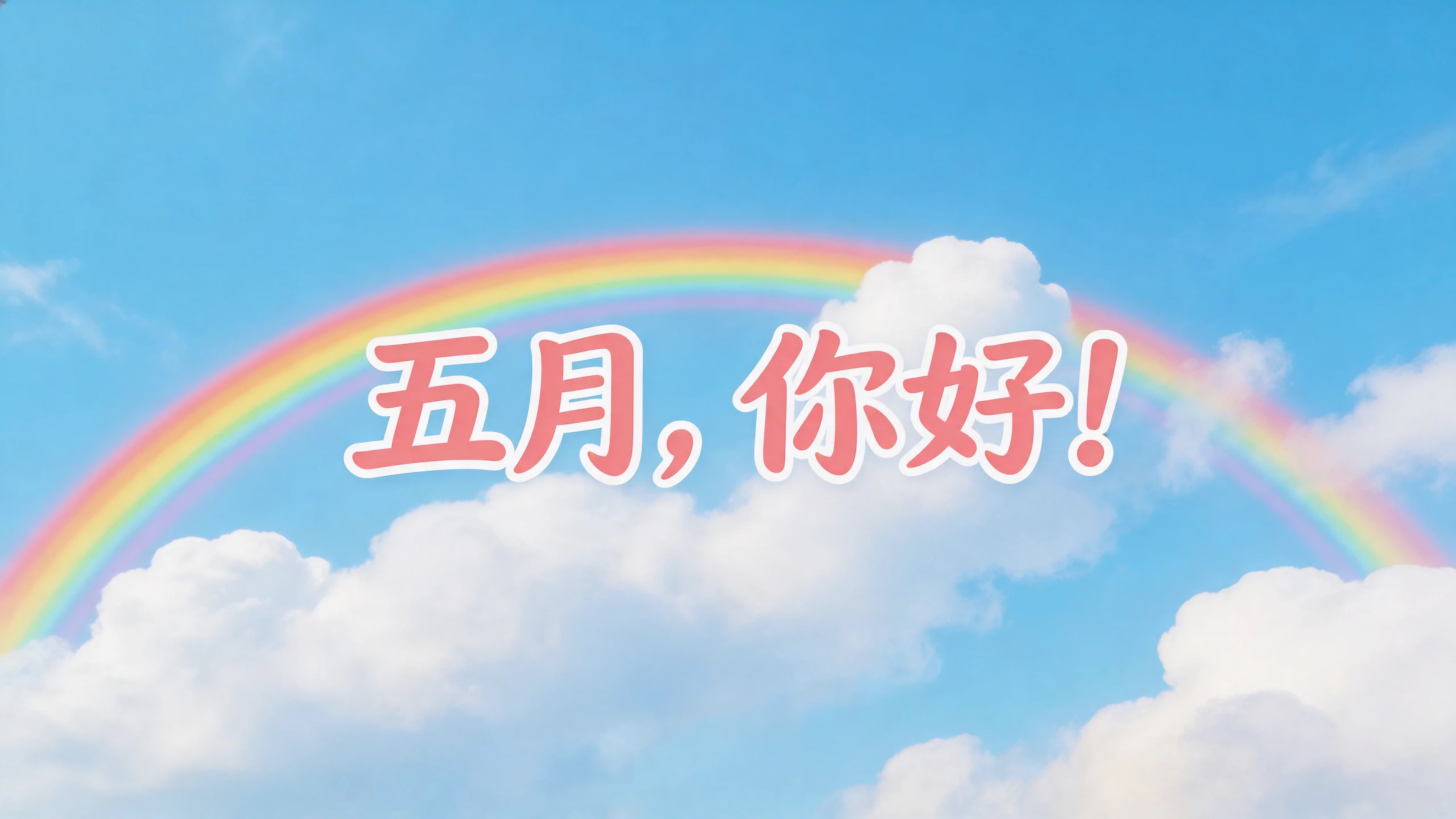 蓝天白云彩虹五月你好