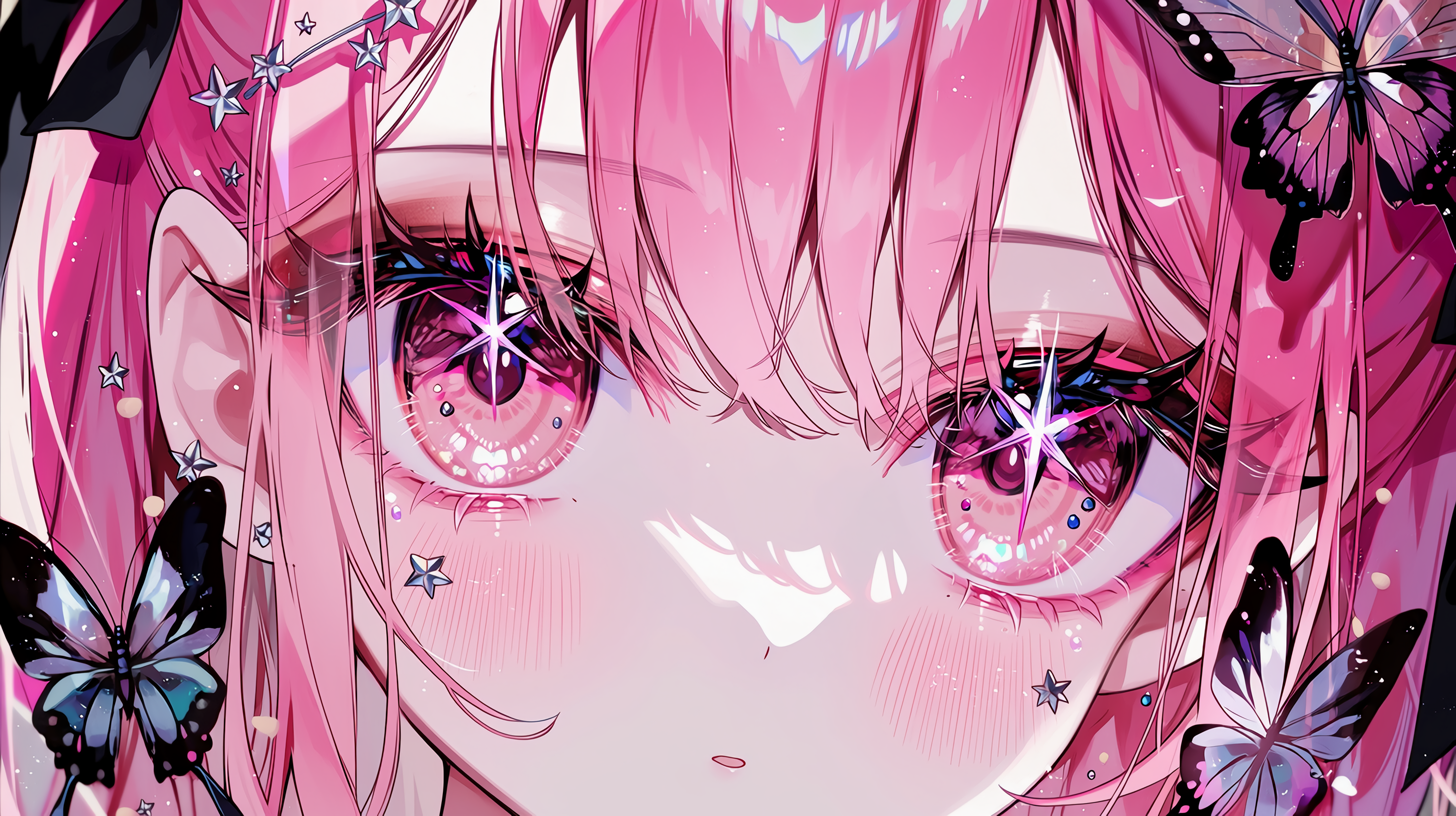 粉发动漫插画少女