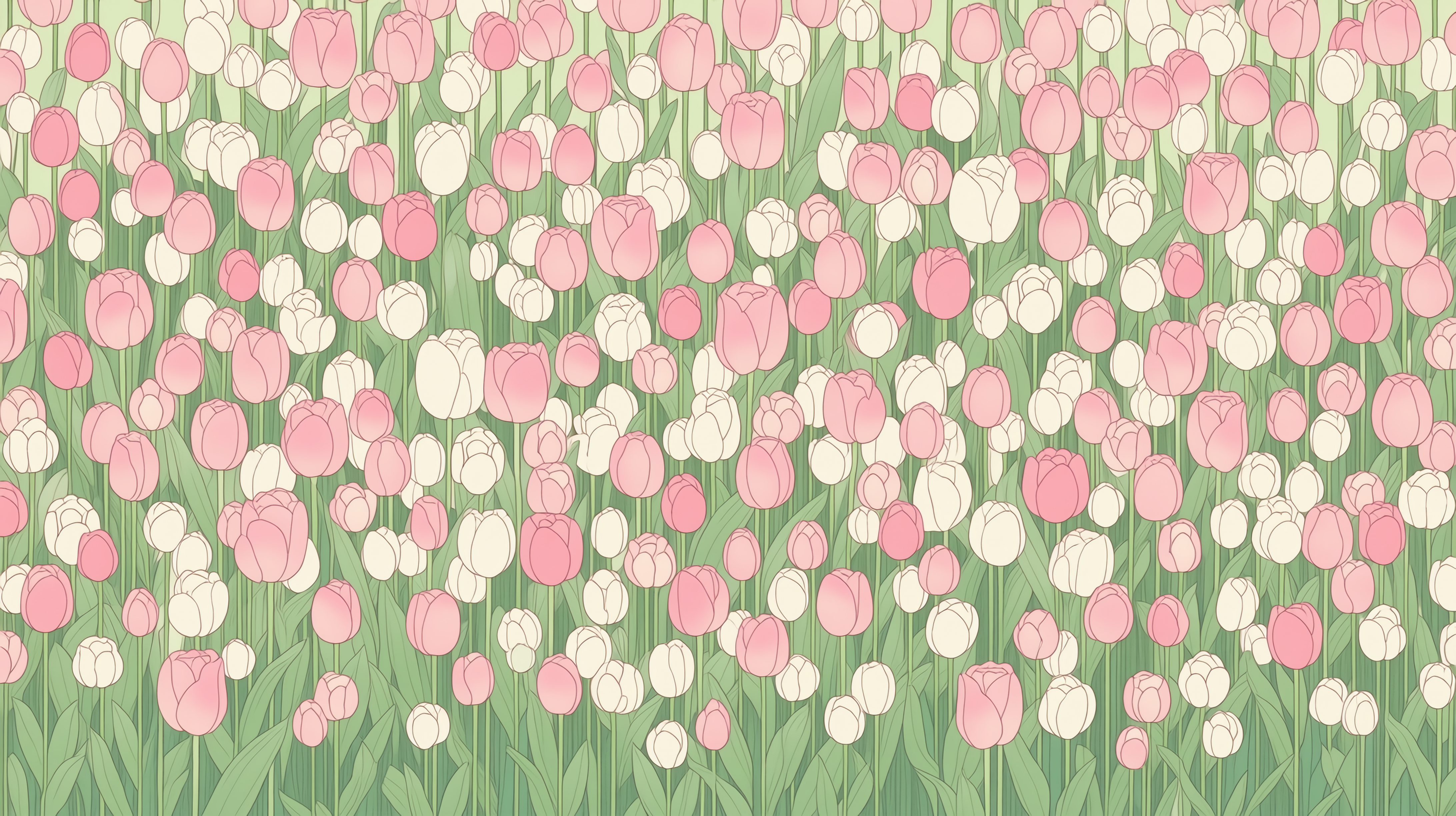 唯美的郁金香花海插画