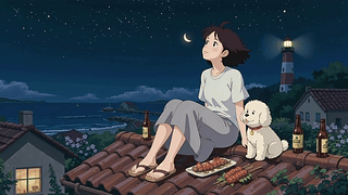夏夜星空美少女