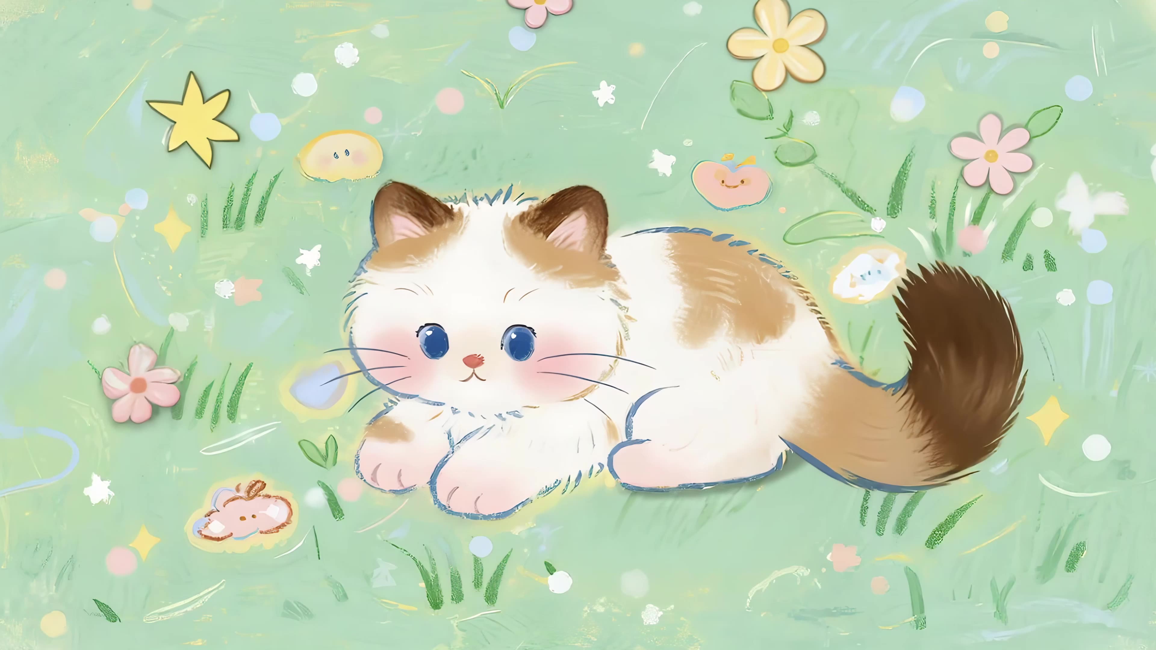 草地上慵懒的猫咪
