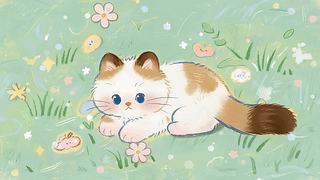 草地上慵懒的猫咪