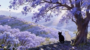 看风景的猫咪 动态壁纸 | 作者：渔小小