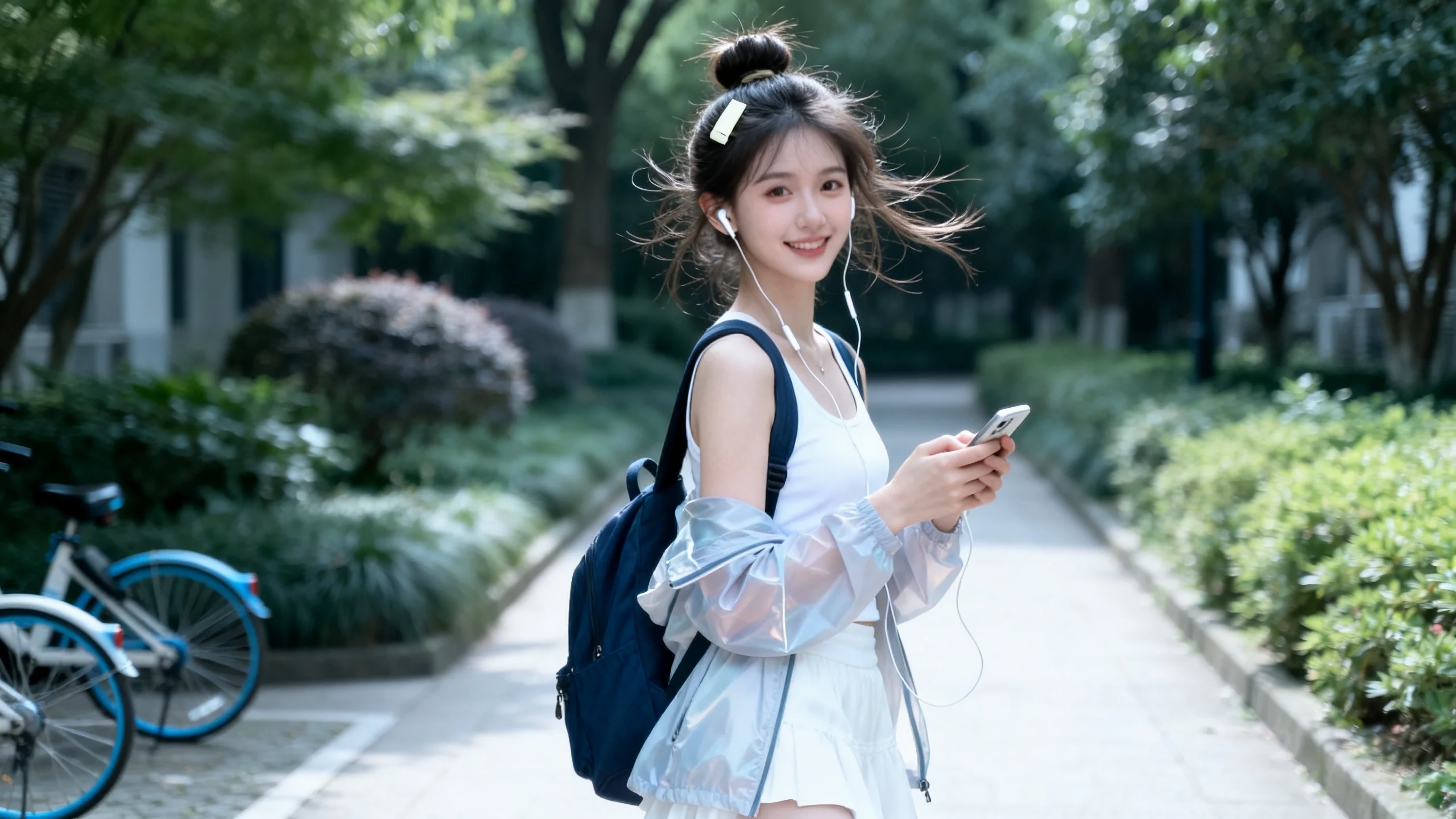 甜美丸子头美女