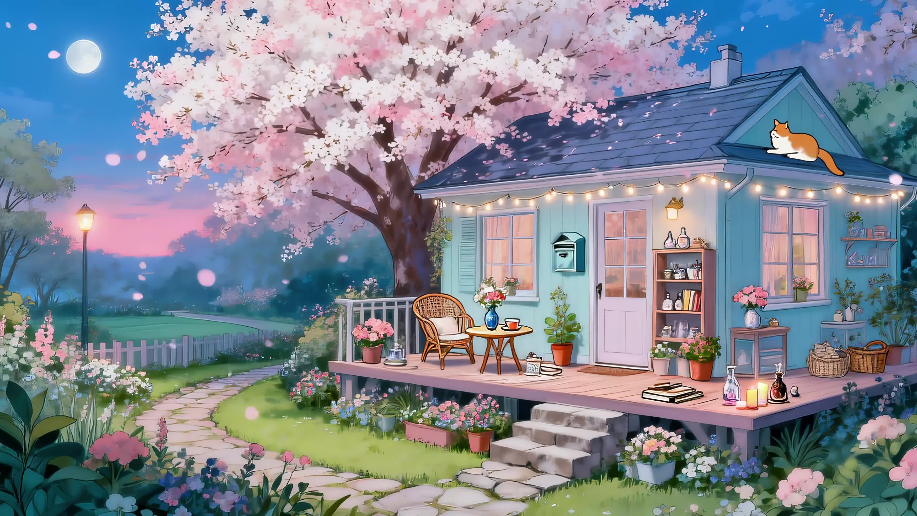 花树下的温馨小屋