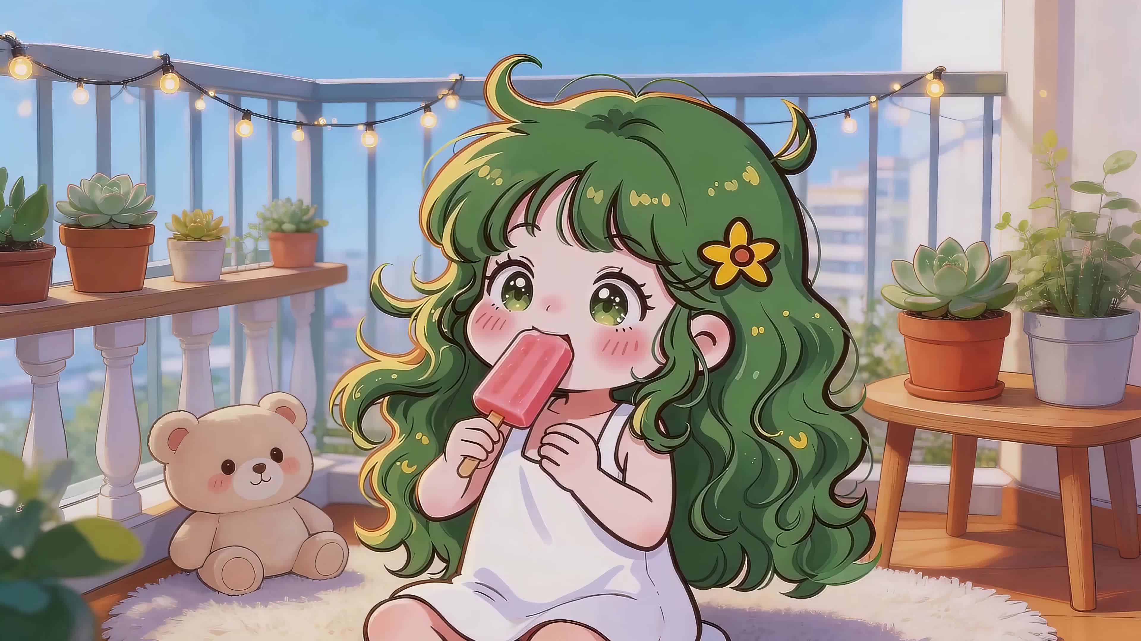 吃雪糕的女孩