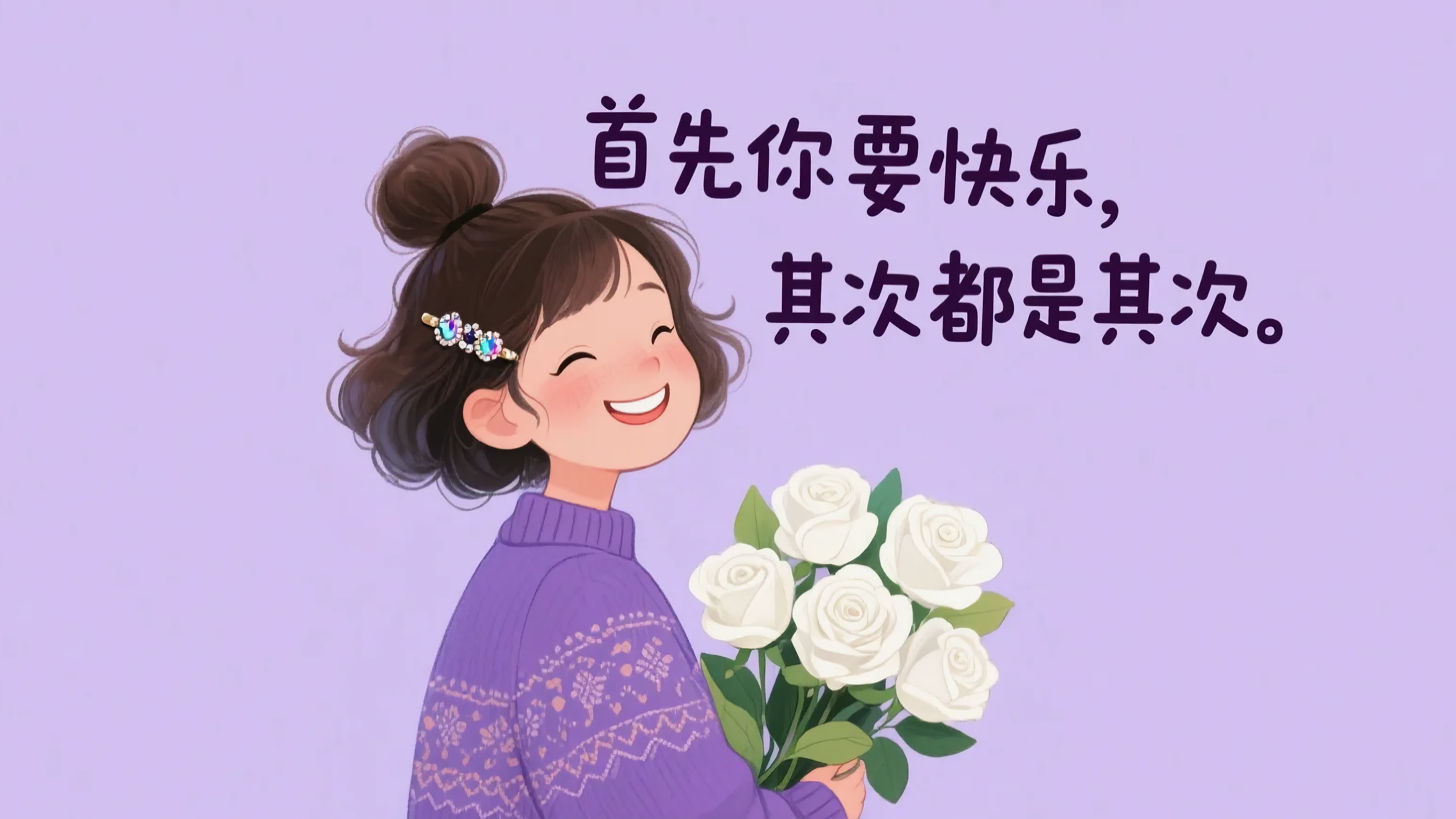 捧花女孩首先你要快乐