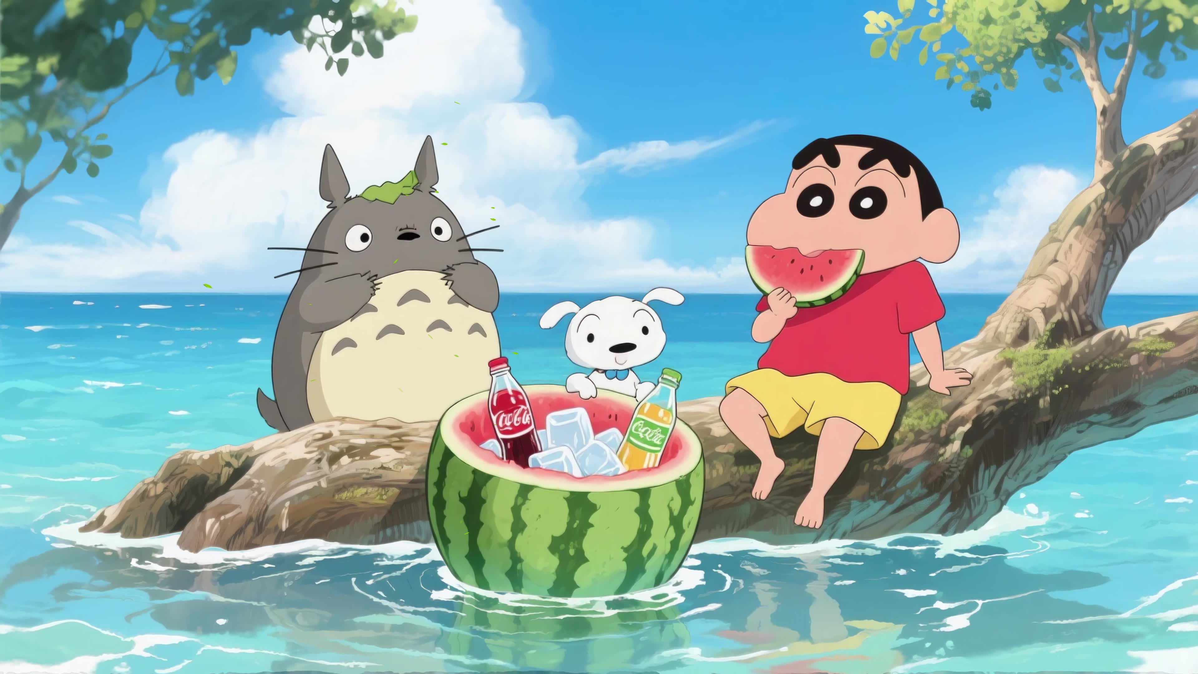 可爱小新和龙猫夏日派对