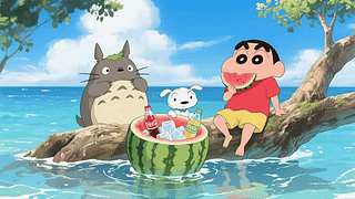 可爱小新和龙猫夏日派对