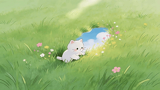 草地上的猫咪