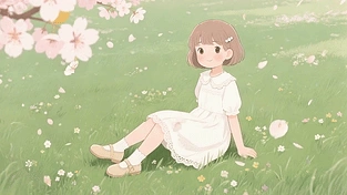 治愈系春日樱花少女动态版 动态壁纸 | 作者：拙图