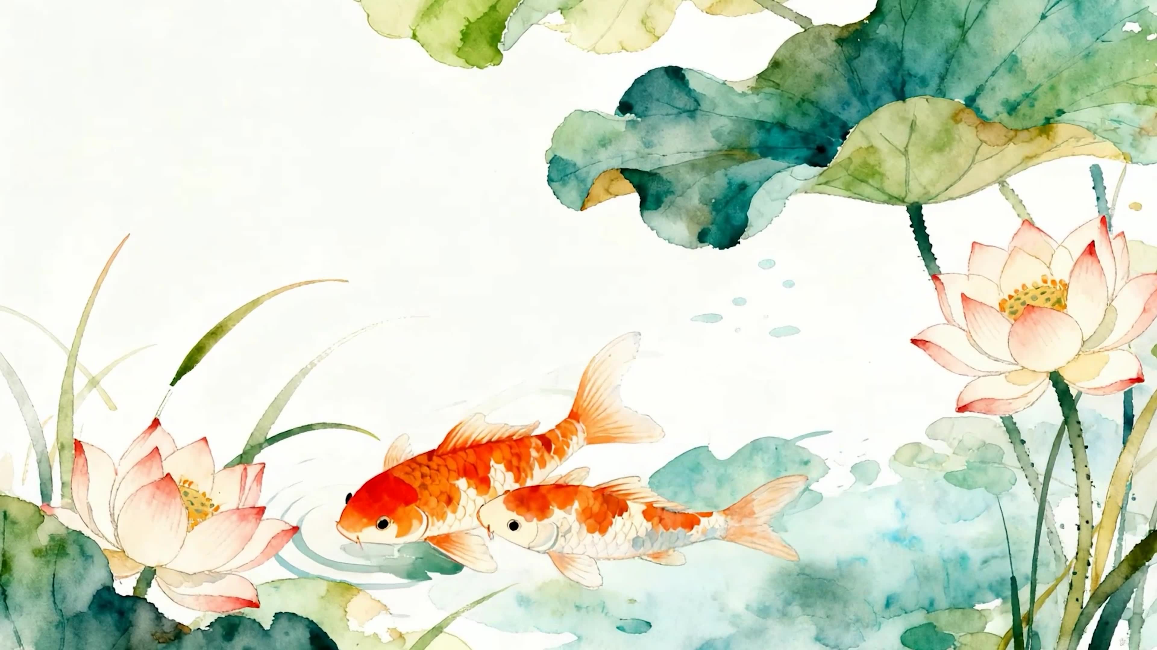 荷花池塘游鱼