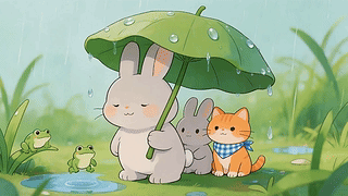 雨天可爱小萌宠