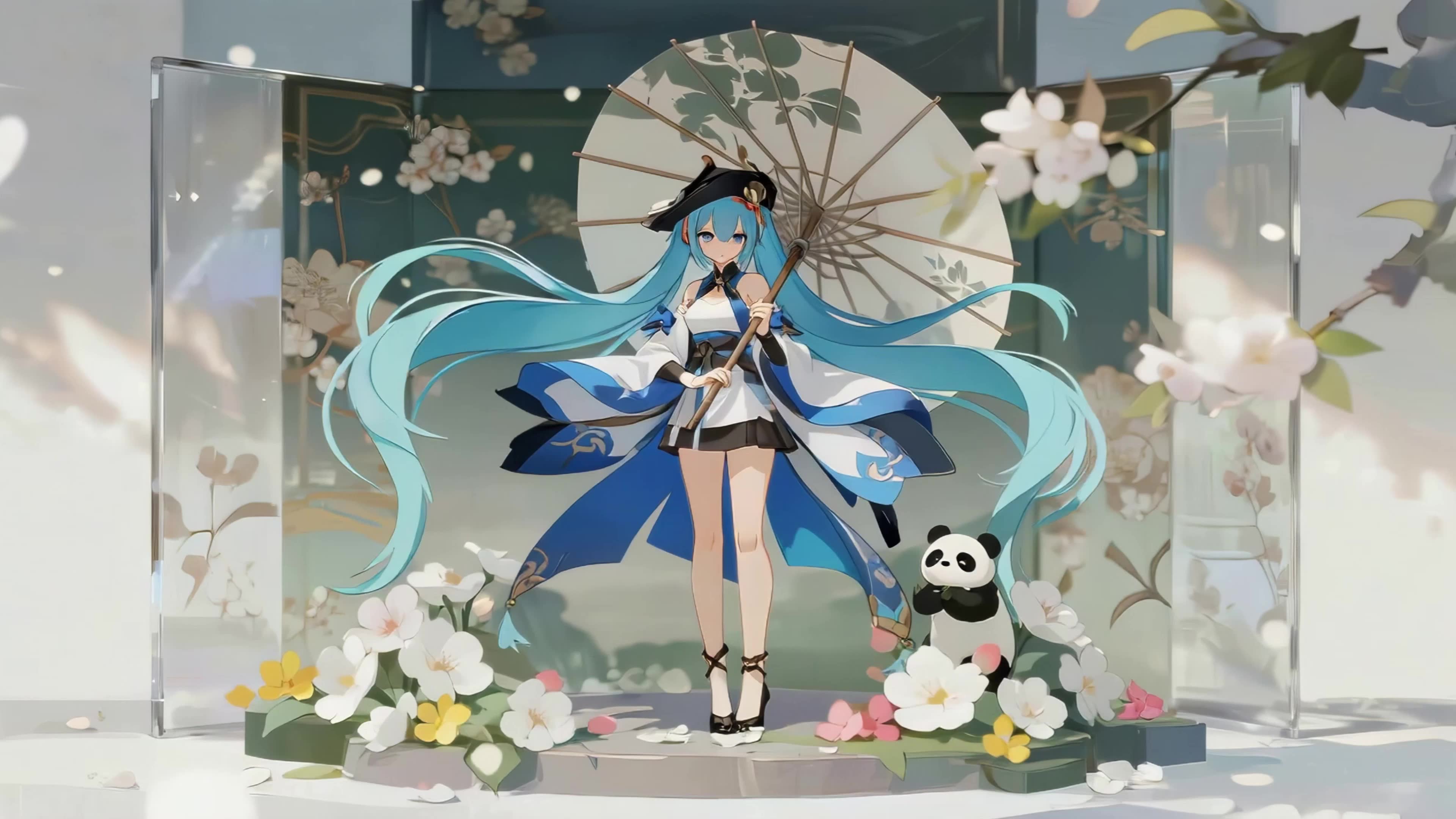 蓝色长发美女
